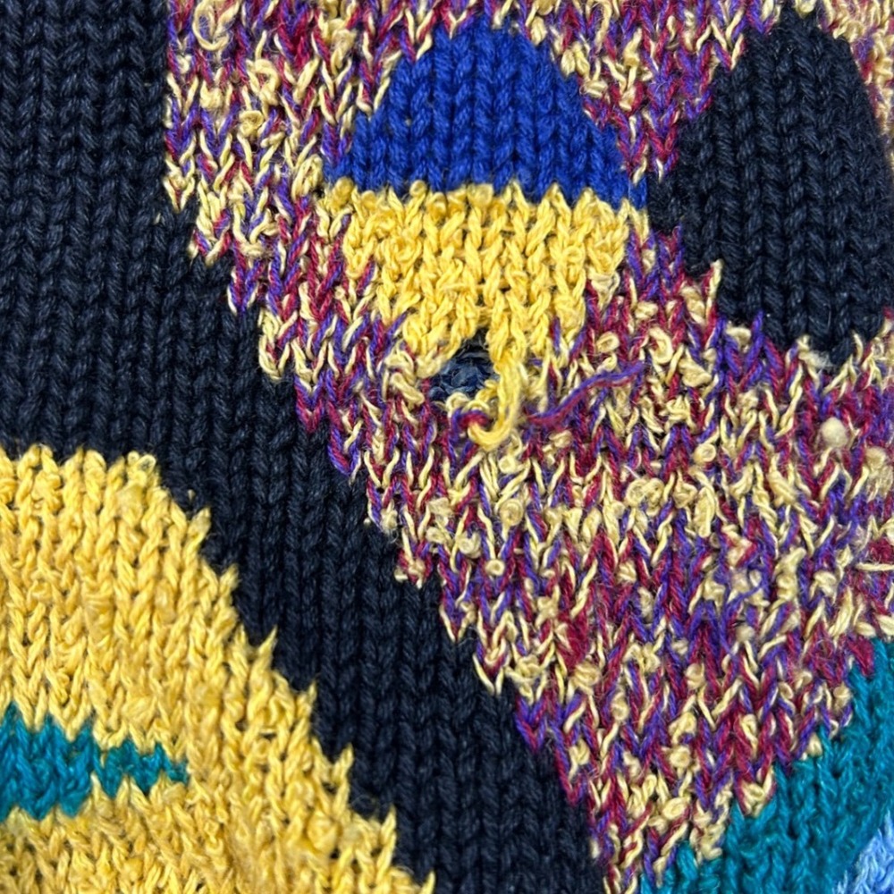 Vintage Casa Maglia Geometric Abstract Sweater Mens Small Multi Color 1/4 Zip - Picture 5 of 7